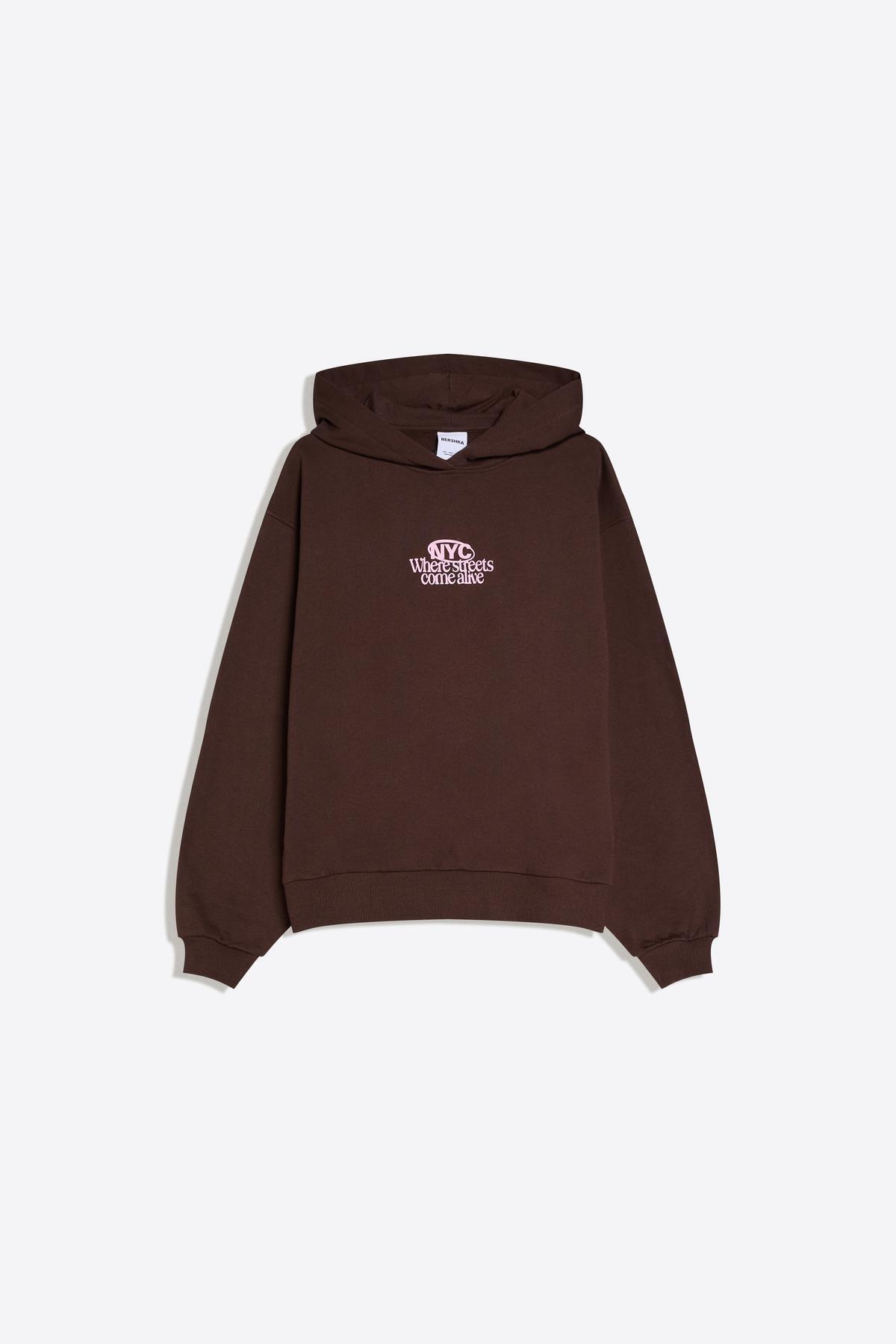 Bershka  Baskılı kapüşonlu sweatshirt - Görsel 5