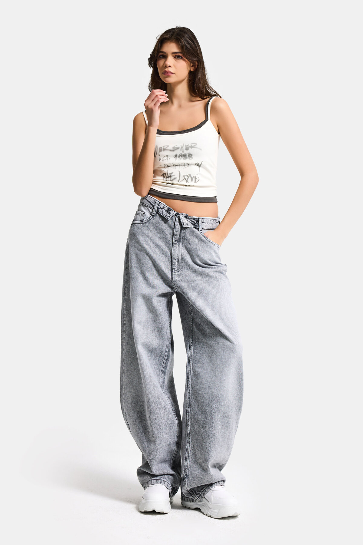 it's basic Kobieta Szary 4s6-12 Prosty krój Pasek Szczególny projekt Denim Jean