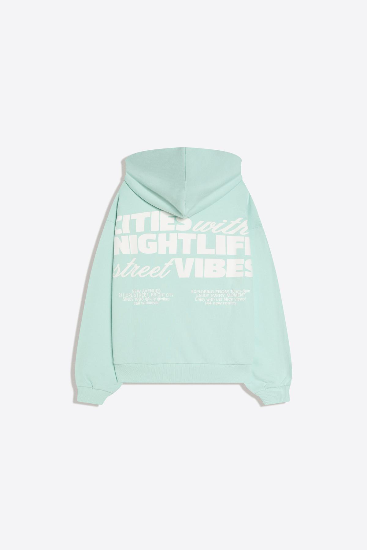 Bershka  Baskılı kapüşonlu sweatshirt - Görsel 6
