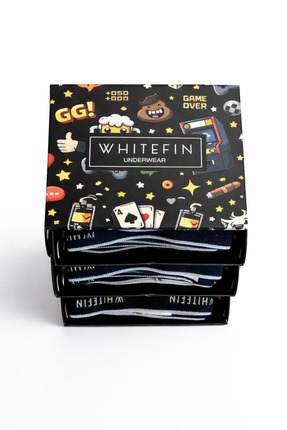 Whitefin Erkek Boxer Premium Box - Siyah-Gri-Lacivert