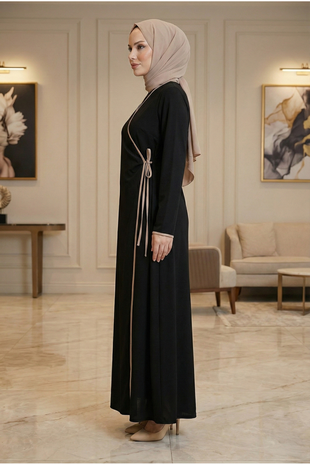 GIONA  Kadın Biyeli Siyah Namaz Elbisesi - Görsel 2