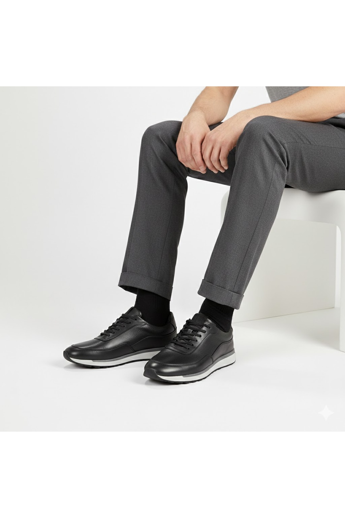 BESS SHOES  Hakiki Deri Siyah Erkek Casual Ayakkabı – Ortopedik, Ultra Rahat, Kaymaz Taban, Günlük Sneaker - Görsel 7