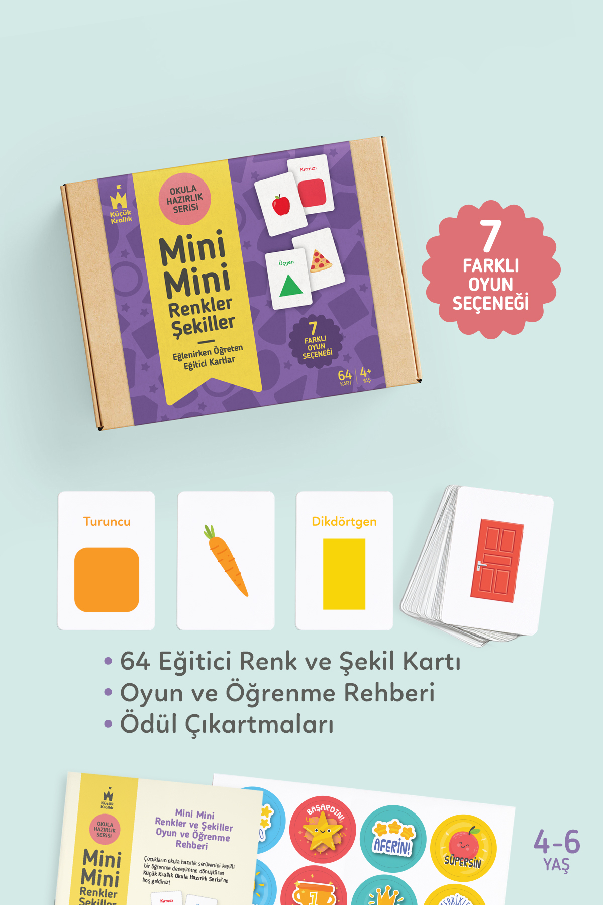 Küçük Krallık Anaokulu Seti Harfler, Sayılar, Renkler&Şekiller ve Kavramlar | 64 Kart x4 Kutu, 3-6 Yaş fotoğrafı 4 (önizleme)