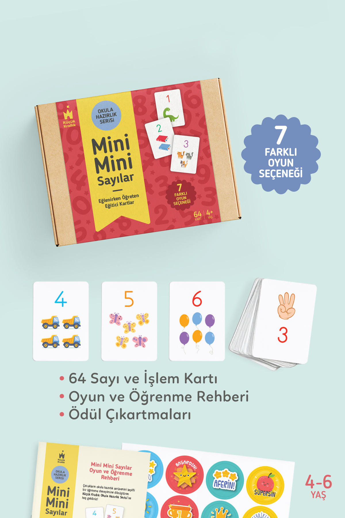 Küçük Krallık Anaokulu Seti Harfler, Sayılar, Renkler&Şekiller ve Kavramlar | 64 Kart x4 Kutu, 3-6 Yaş fotoğrafı 3 (önizleme)