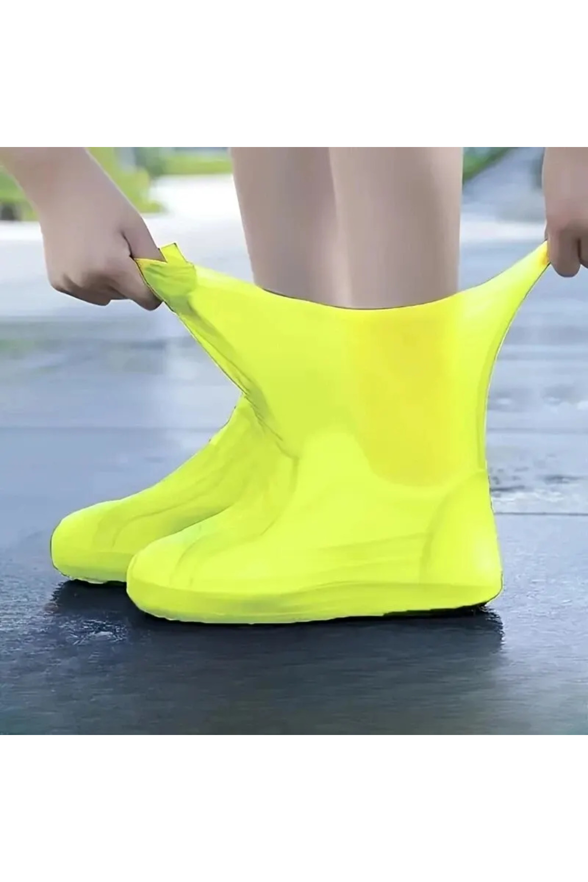 Choice L 40-46 Yellow 1 Pair Rain Boot Overshoes For Outdoor Use, Silicone Waterproof Shoe Covers, Rainy D