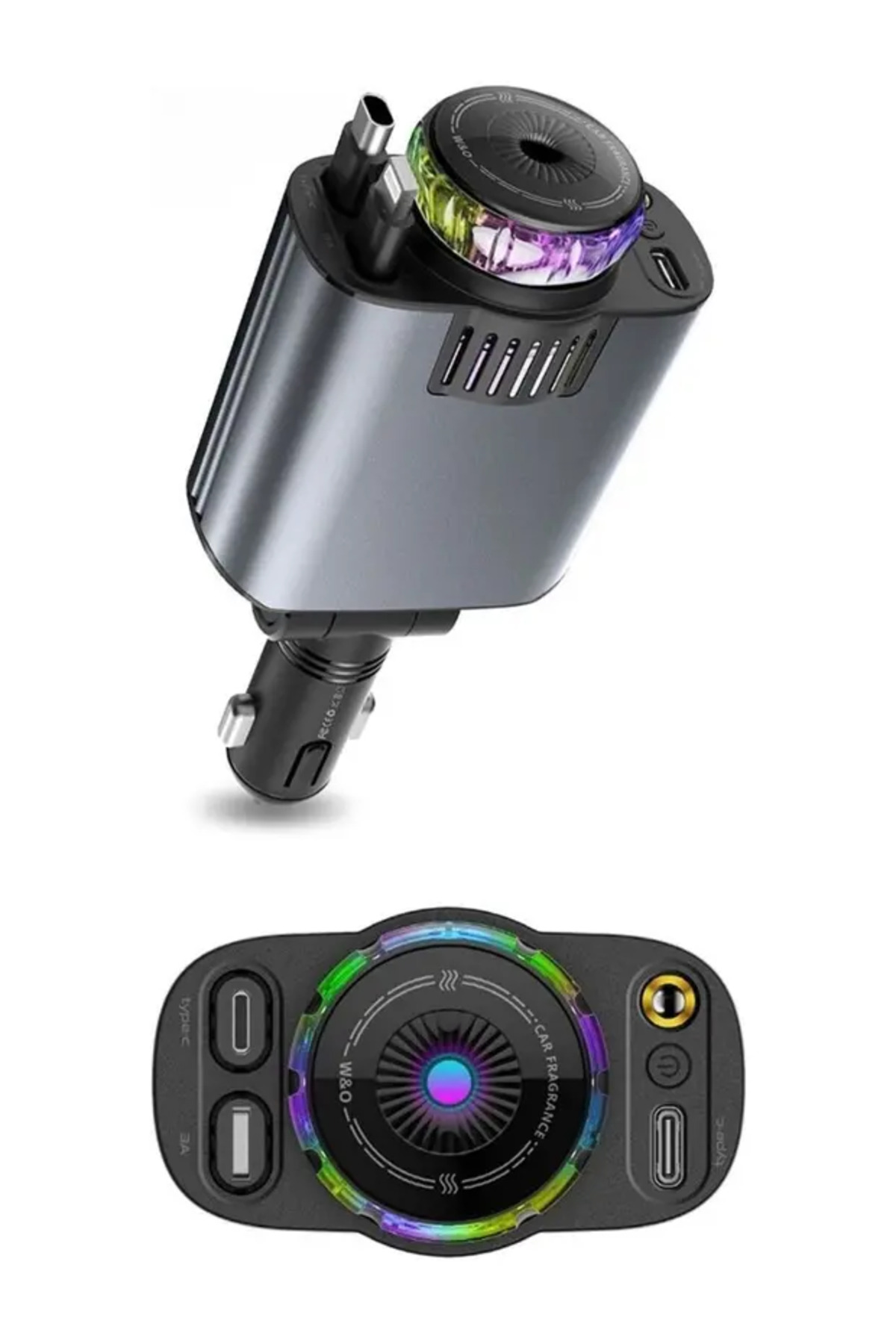 45W Car Charger with Light and Smell Absorption Ceiling Light Fast Charging USB-C & iOS Compatible