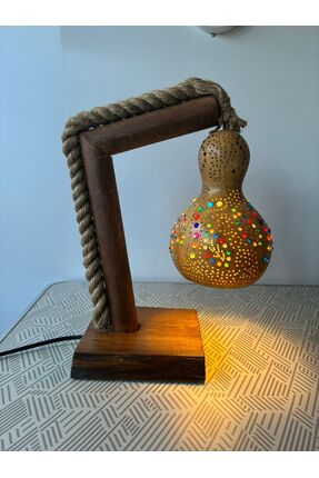 Kabakco Su kabağı ahşap kollu masa lambası