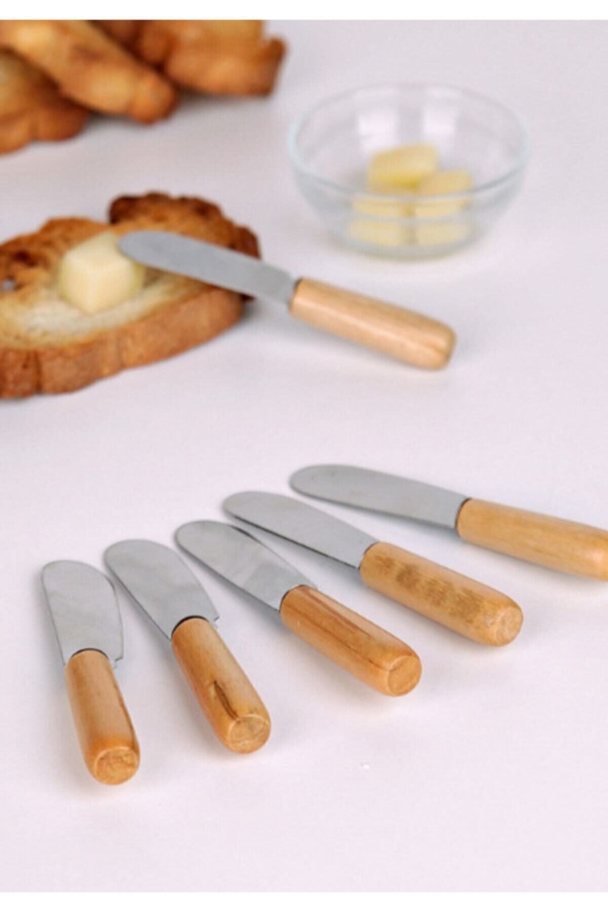Min Wooden Handle Butter, chocolate, jam Knife, spatula - 6 Pcs