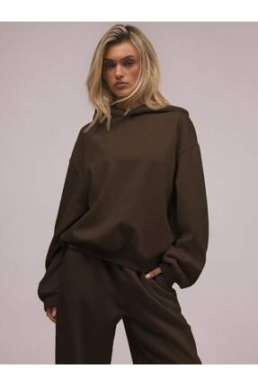 SPORTİVEA %100 PAMUK 3 İPLİK Kadın Kapüşonlu Sportswear Sweatshirt %100 Organik