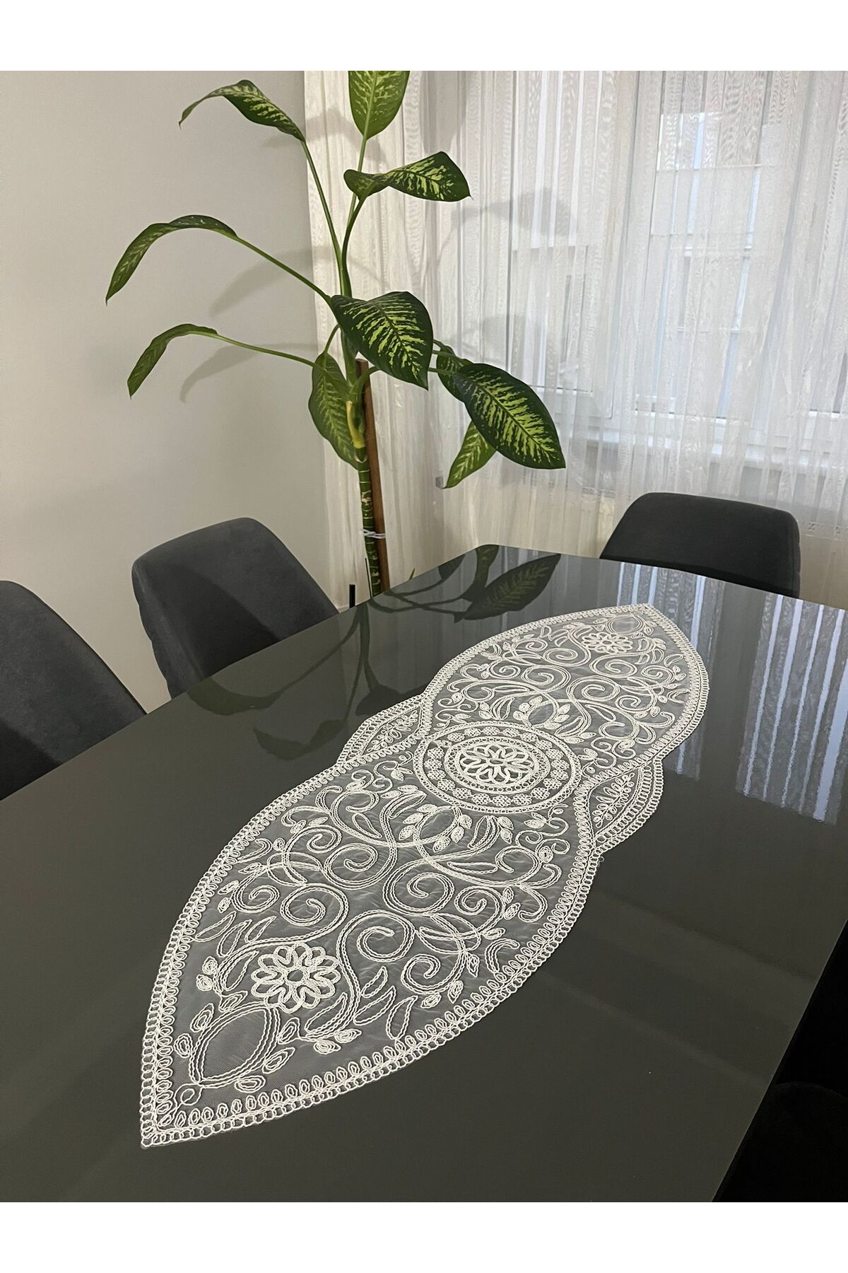 French Lace Luxury Tulle Guipure Stylish Single Runner 50x140cm