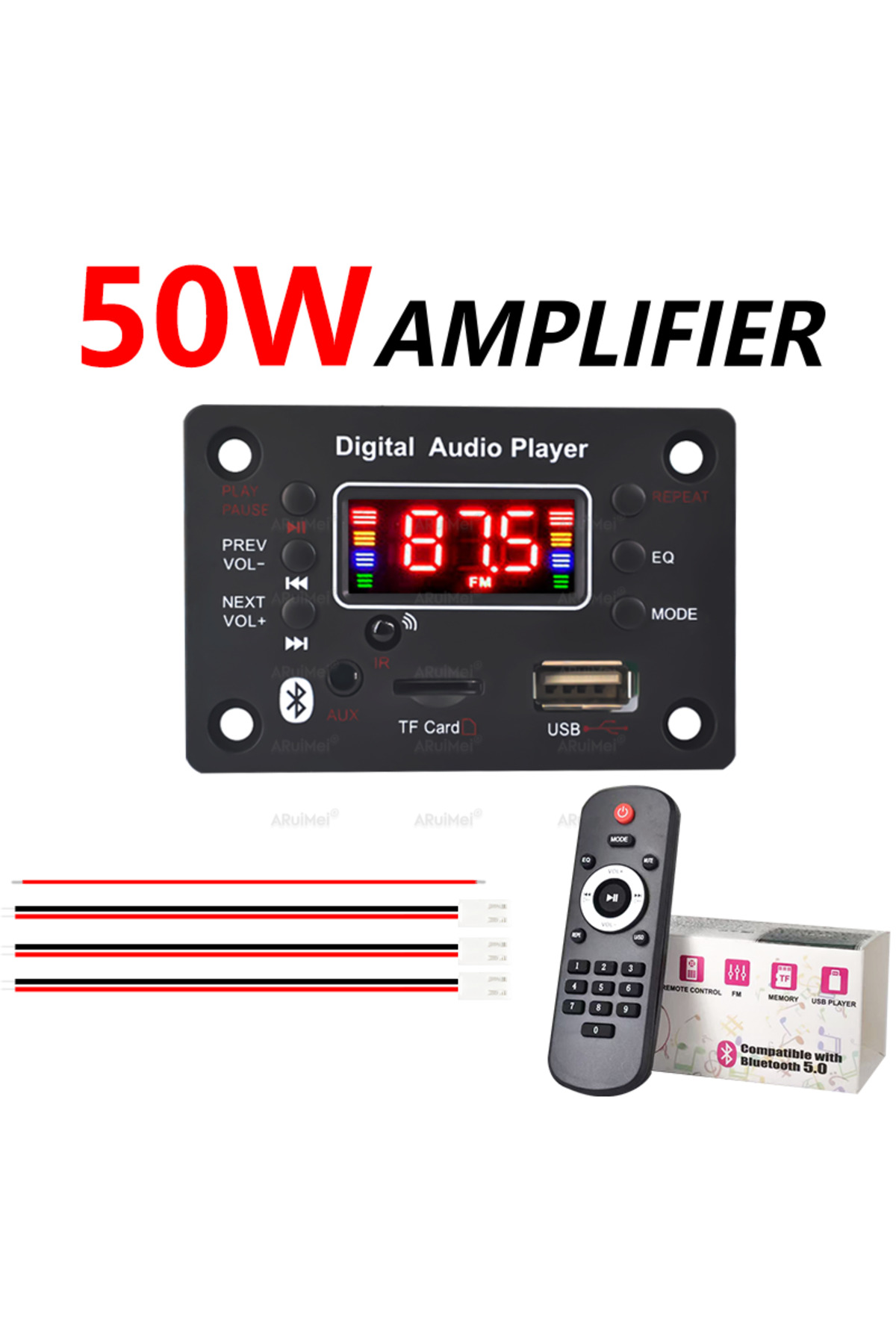 Amplificador Bluetooth Mini HiFi 12V/220V – 30W+30W Estéreo, USB/SD/MP3, Micrófono Para Karaoke, Mando A Distancia