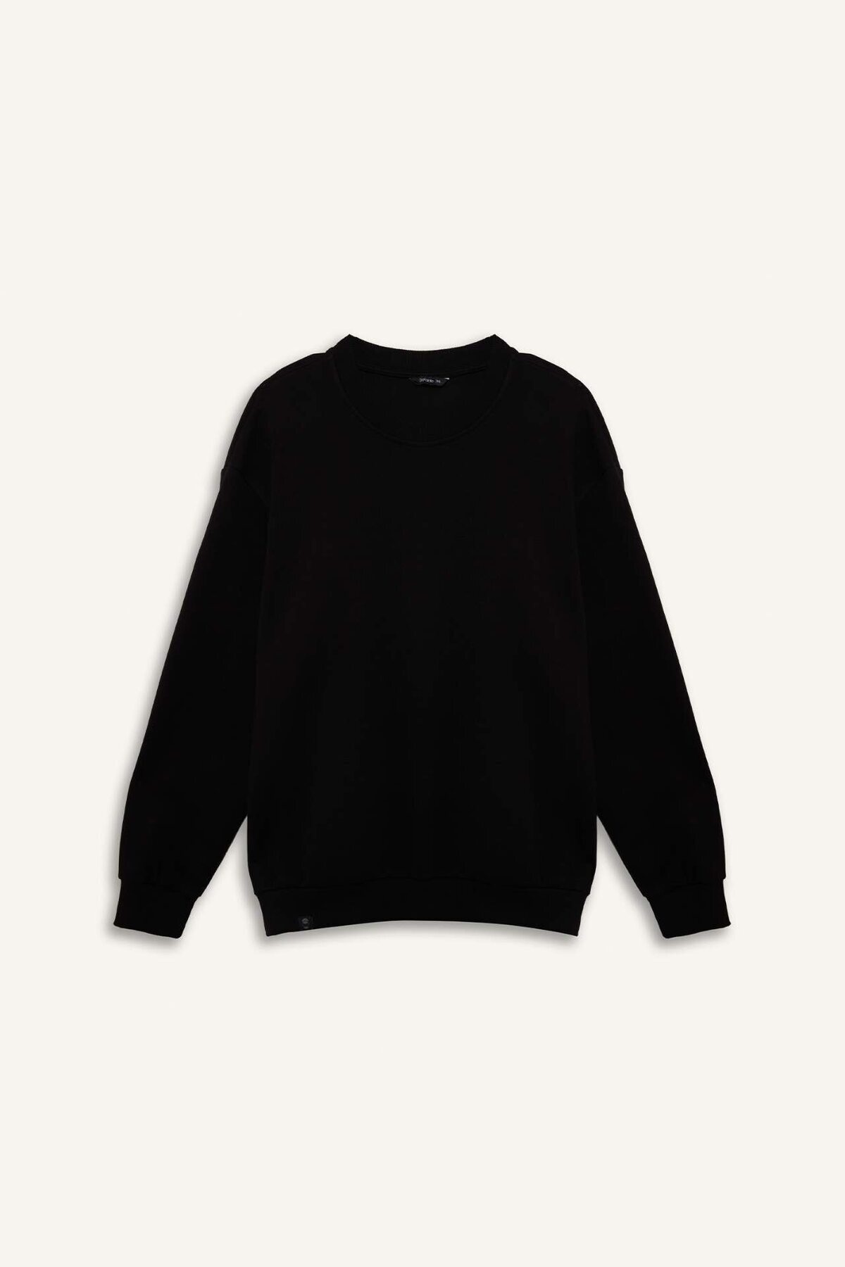 DeFacto Pamuklu Boxy Fıt Büyük Beden Bisiklet Yaka Pike Sweatshirt H1001AX26SP