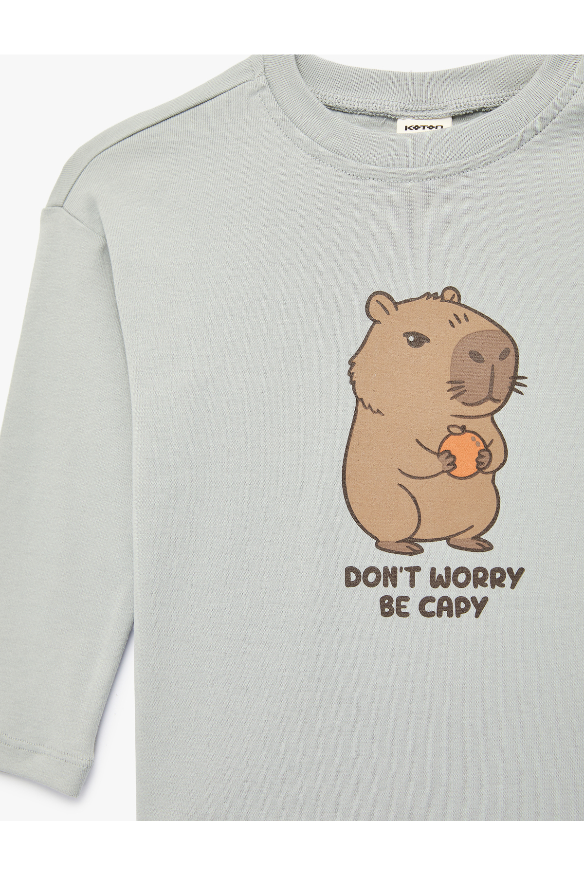 Koton Pamuklu Uzun Kollu Bisiklet Yaka Kapiara Baskılı Tişört fotoğrafı 3 (önizleme)