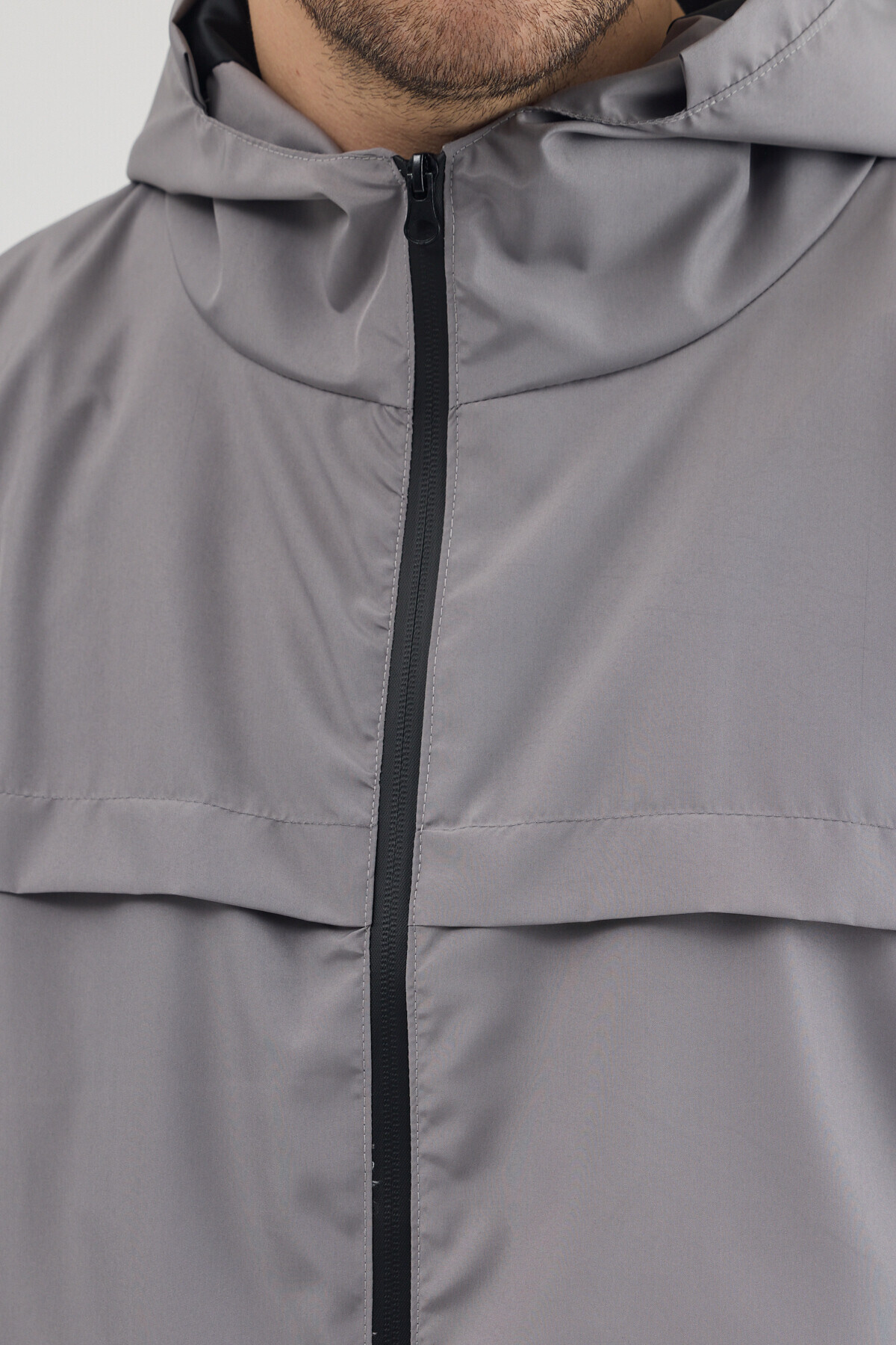 Tonny Black  Erkek Gri Rüzgar ve Su Geçirmez Rahat Kalıp Yağmurluk - Görsel 6