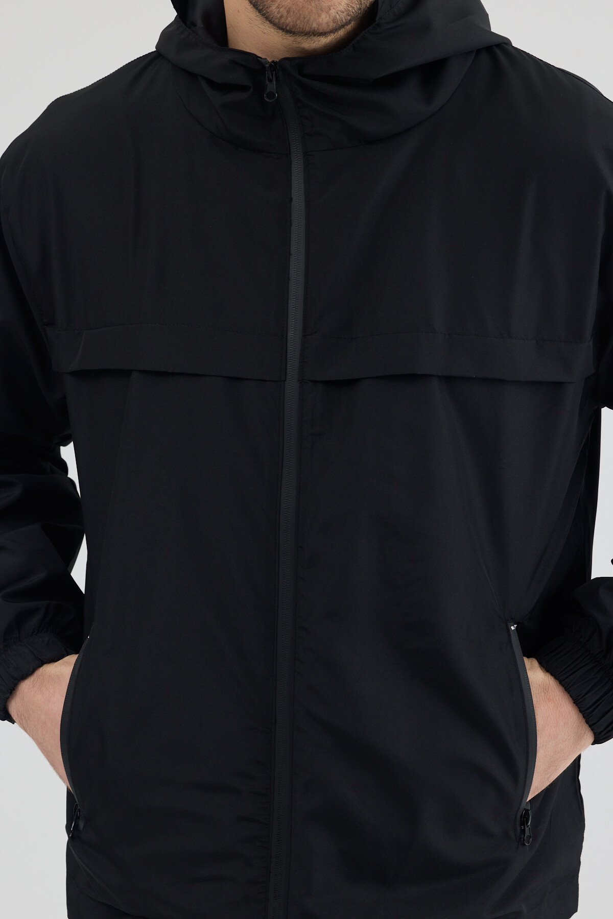 Tonny Black  Erkek Siyah Rüzgar ve Su Geçirmez Rahat Kalıp Yağmurluk - Görsel 5