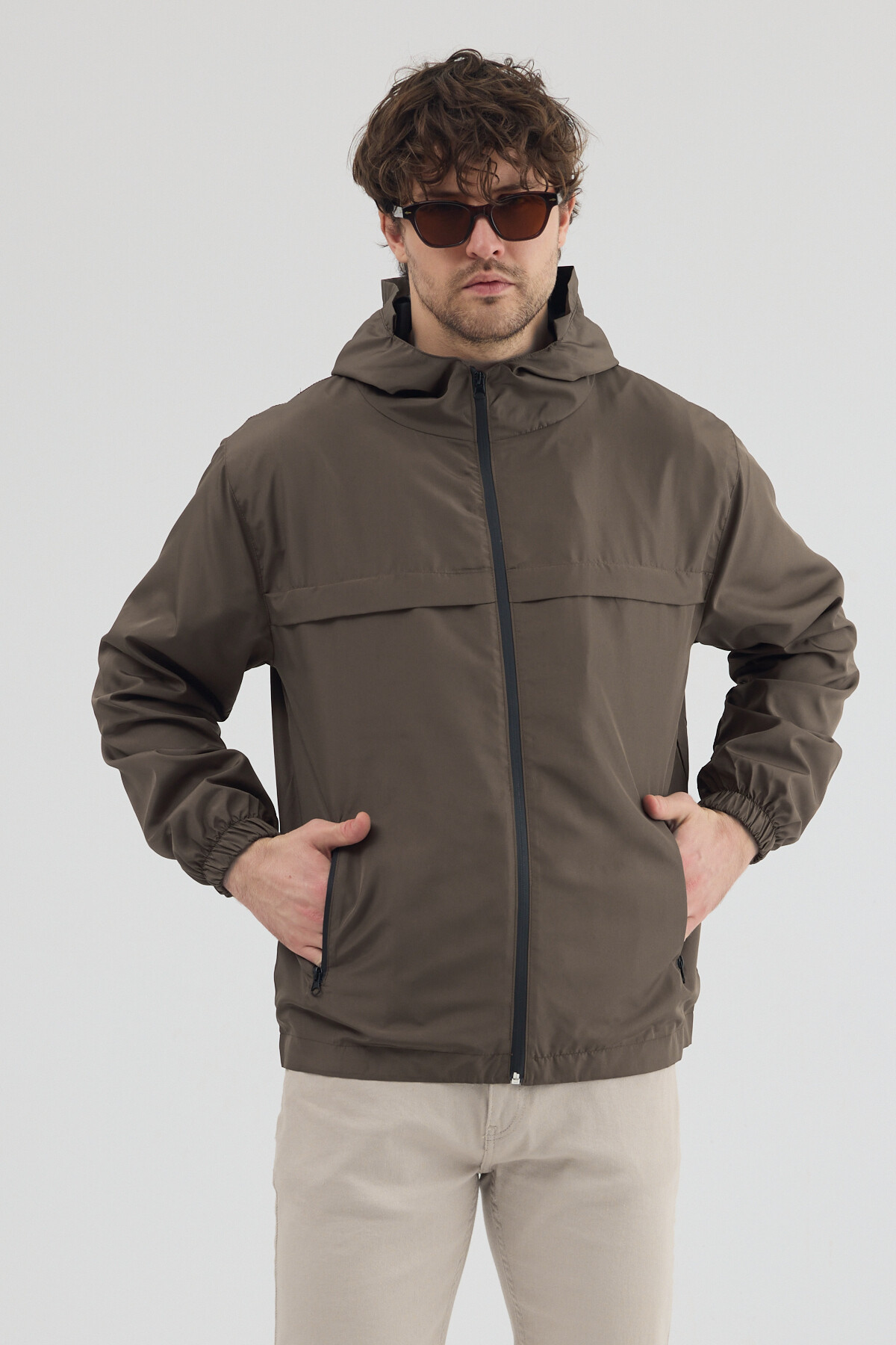 Tonny Black  Erkek Kahve Rüzgar ve Su Geçirmez Rahat Kalıp Yağmurluk