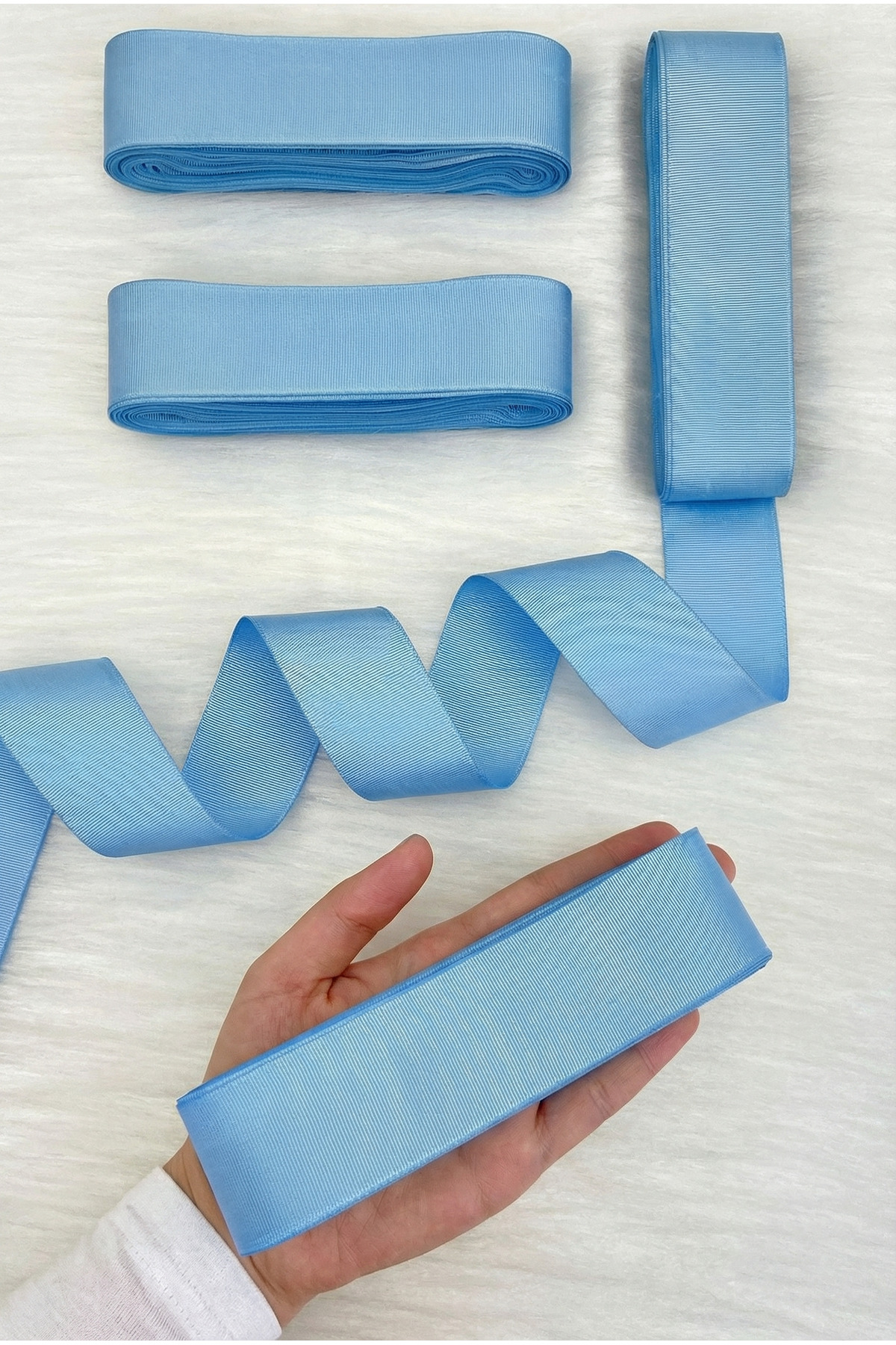 Baby Blue Grosgrain Ribbon 4 Cm 10 Mt, Bundle Dowry Wedding Engagement Birthday Gift Packaging Decoration