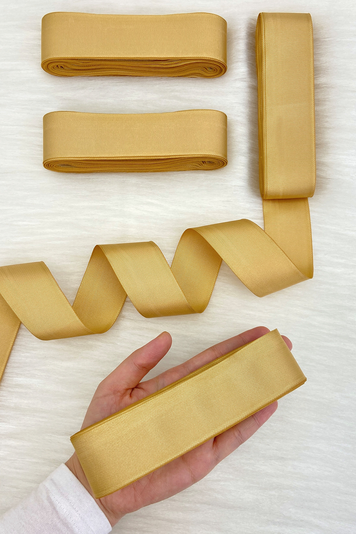 Gold Grosgrain Ribbon 4 Cm 10 Mt, Bundle Dowry Wedding Engagement Birthday Gift Packaging Decoration