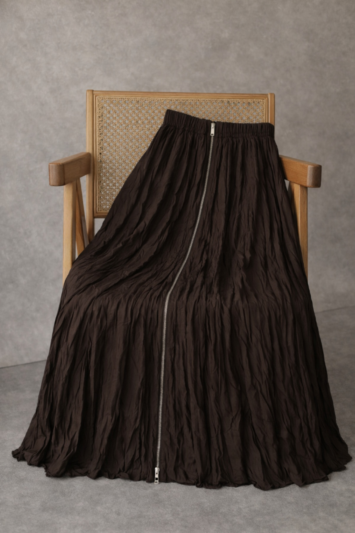 Poliyance  Sarra Acı Kahve Fermuarlı Etek