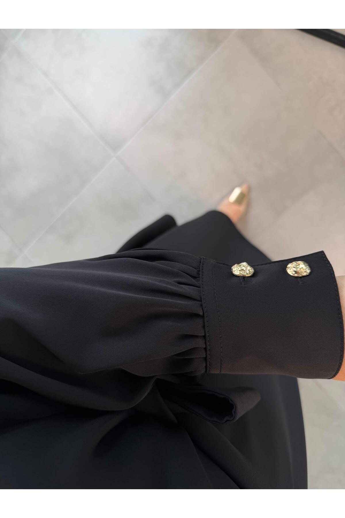 Armine  Trend Seyyar Kemerli Krep Elbise 26YT904 Siyah - Görsel 4