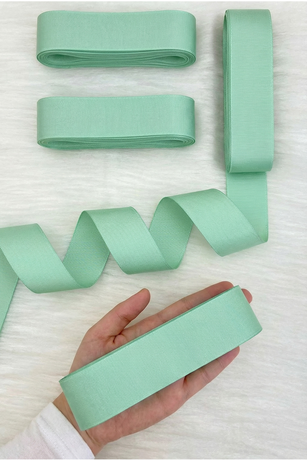 Mint Green Grosgrain Ribbon 4 Cm 10 Mt, Bundle Dowry Wedding Engagement Birthday Gift Packaging Decoration