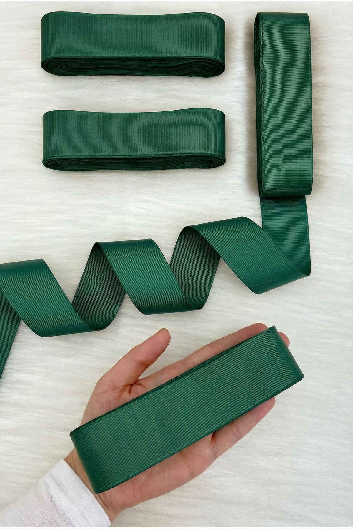 Emerald Green Grosgrain Ribbon 4 Cm 10Mt, Bundle Dowry Wedding Engagement Birthday Gift Packaging Decoration