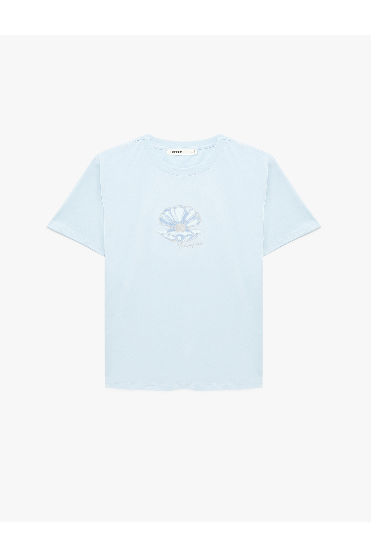 Koton Women'S Blue Seashell Printed T-Shirt