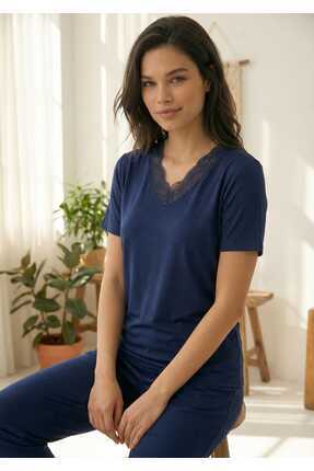 LAGRANZE Virella Dantel Yaka Viskon Kadın Ev Giyim Takımı