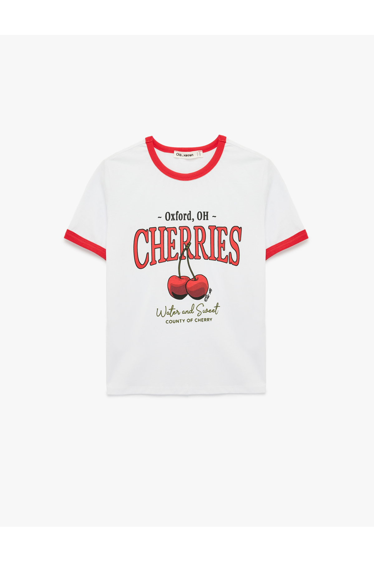 Koton Women'S Ecru Printed Cotton T-Shirt