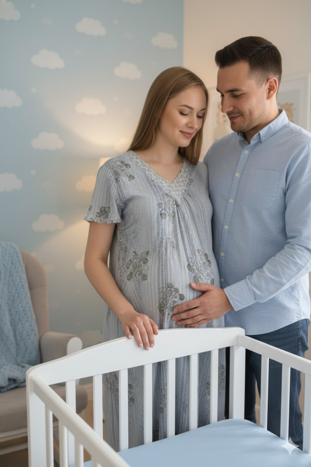 5.MEVSİM Boydan Anne Geceliği Gri Çizgili Likralı Kısa Kollu Gecelik