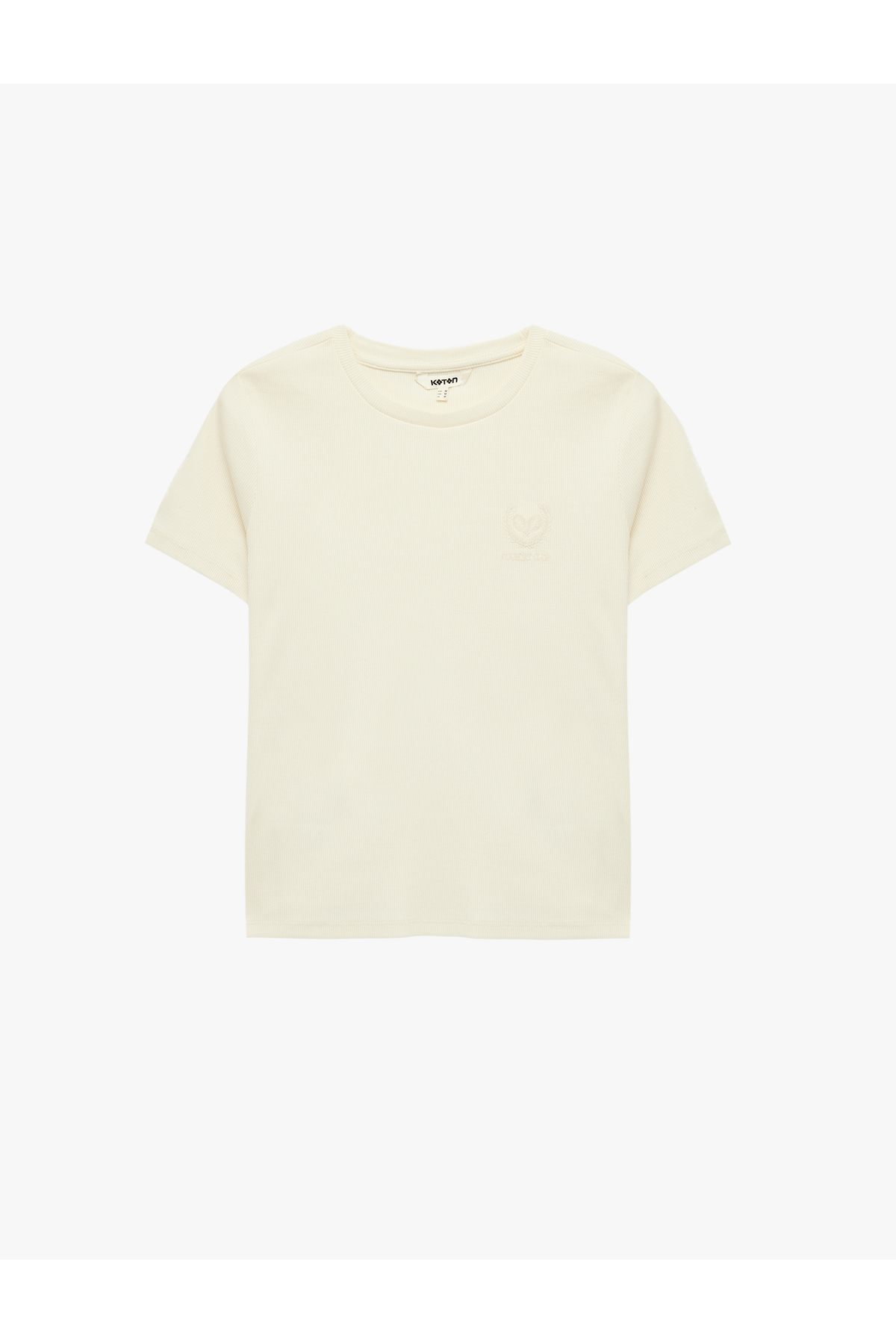Koton Women'S Ecru Ribbed T-Shirt