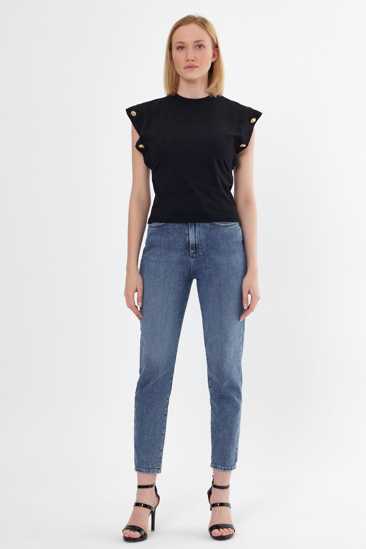 Women's Basic Wide Sleeve T-shirt Black