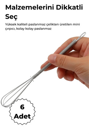 Viritias 6 Adet Paslanmaz Çelik Mini El Çırpıcısı – Dayanıklı, Kaymaz Saplı, ...