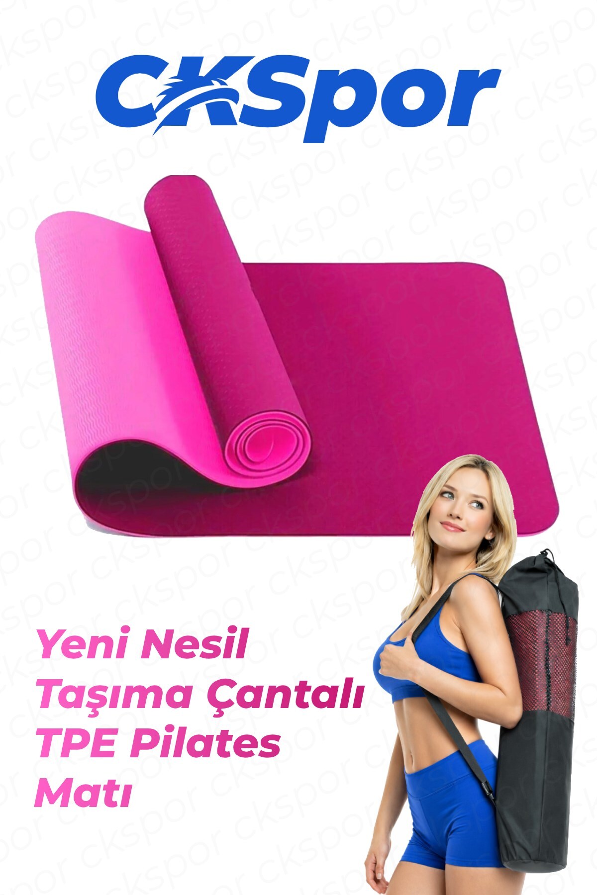 CKSpor 6 mm TPE Kaymaz Pilates Yoga Matı 180x60 cm Taşıma Çantalı