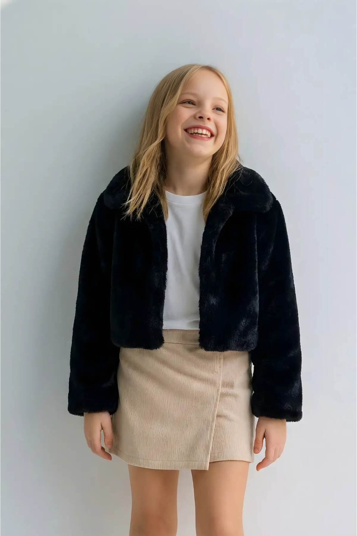 falcomini  Kız Çocuk Bolero Peluş Ceket İnci Kapamalı
