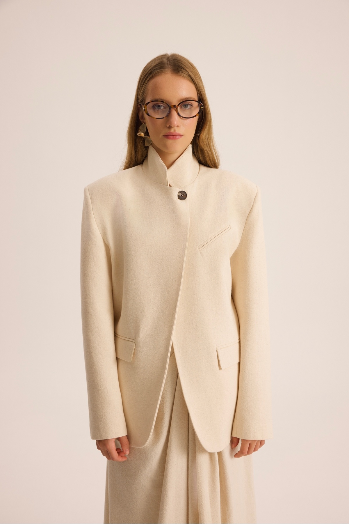 MAI STUDIOS CO.  Lagoon Dik Yaka Bej Blazer - Görsel 2