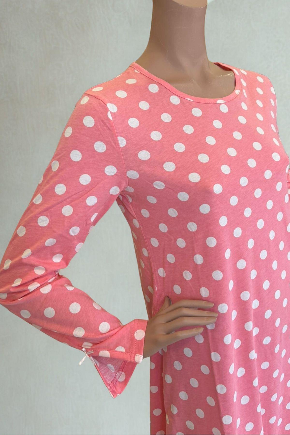 Villager&Son Vs Desenli O Yaka Penye U.kol Gecelik 26k Evm Pembe Puanlı