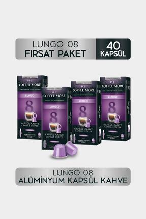 Coffee More 8 Lungo Kapsül Kahve 10 x 4 Paket ( 40 Adet ) Nespresso Uyumlu