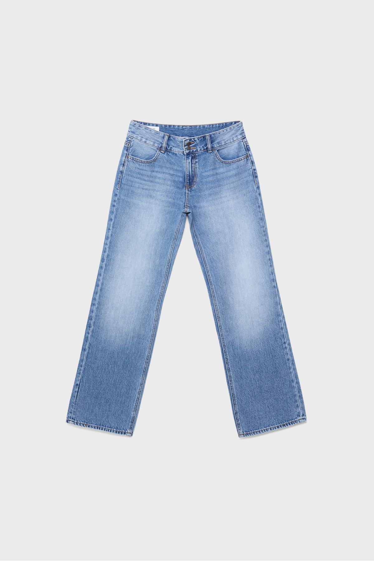 Stradivarius  Düşük bel çift düğmeli straight fit jean - Görsel 5