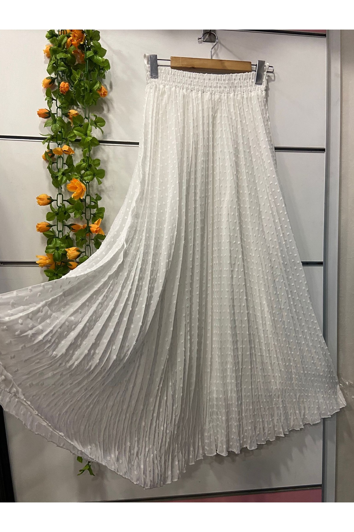 edu collection  Nakışlı şifon ÇAN etek astarlı