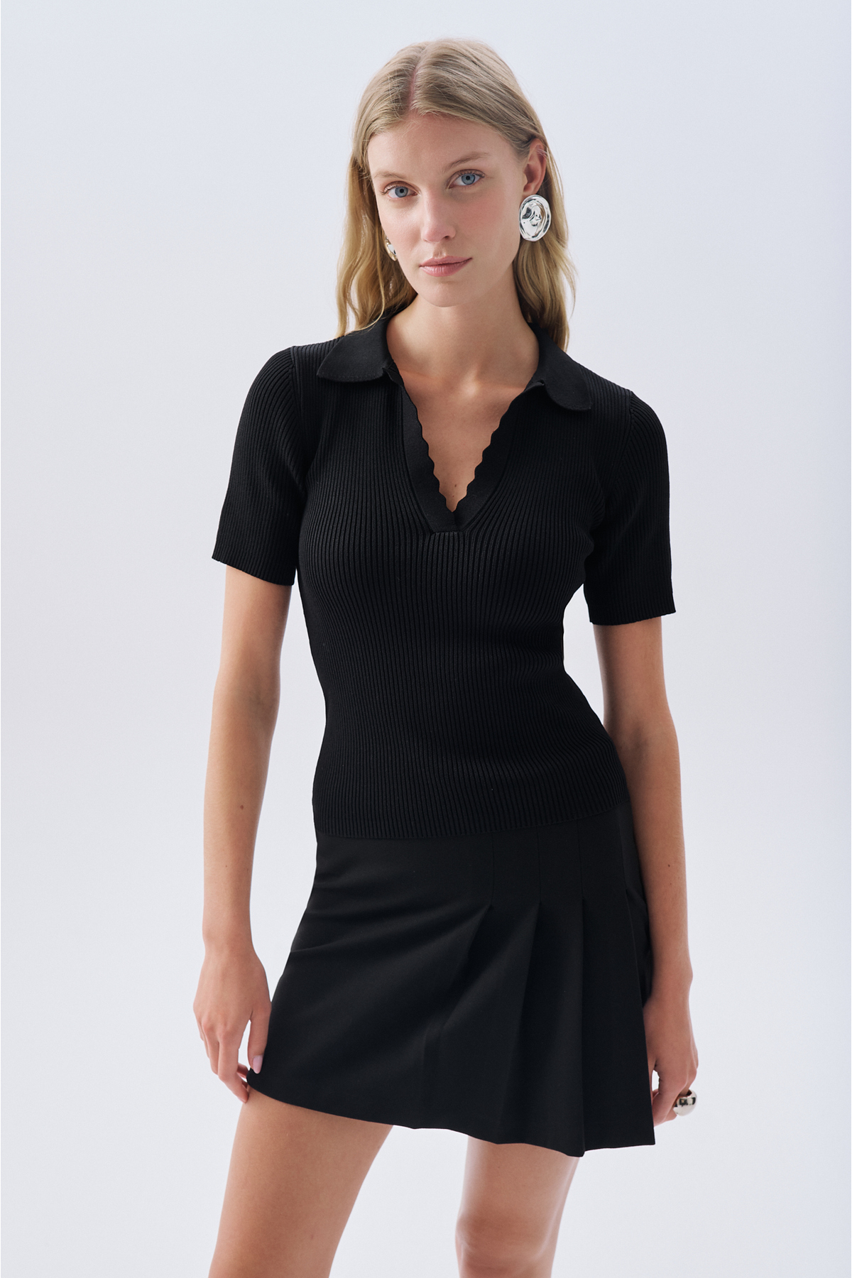 Mudo  FITTED POLO YAKA KISA KOLLU TRİKO KAZAK - Görsel 4