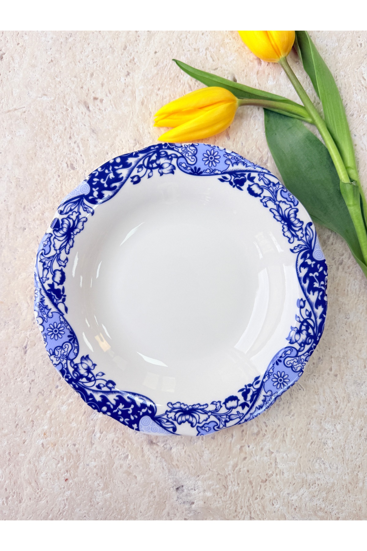 Carbon Blue 6-person 23 cm Premium Porcelain 6-Piece Deep Dinner Plate Set