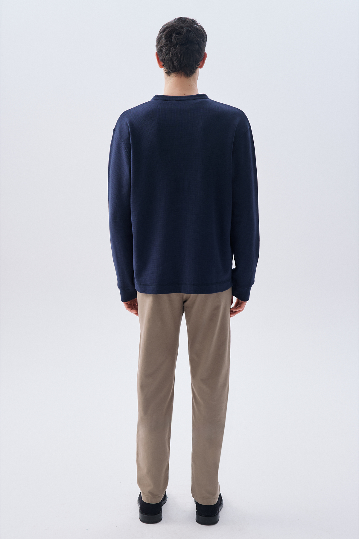Mudo Erkek Lacivert Comfort Fit Henley Yaka Sweatshirt görsel 2