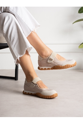 ALEMDAR AYAKKABI SARTO Krem Cırtlı Kadın Sneakers