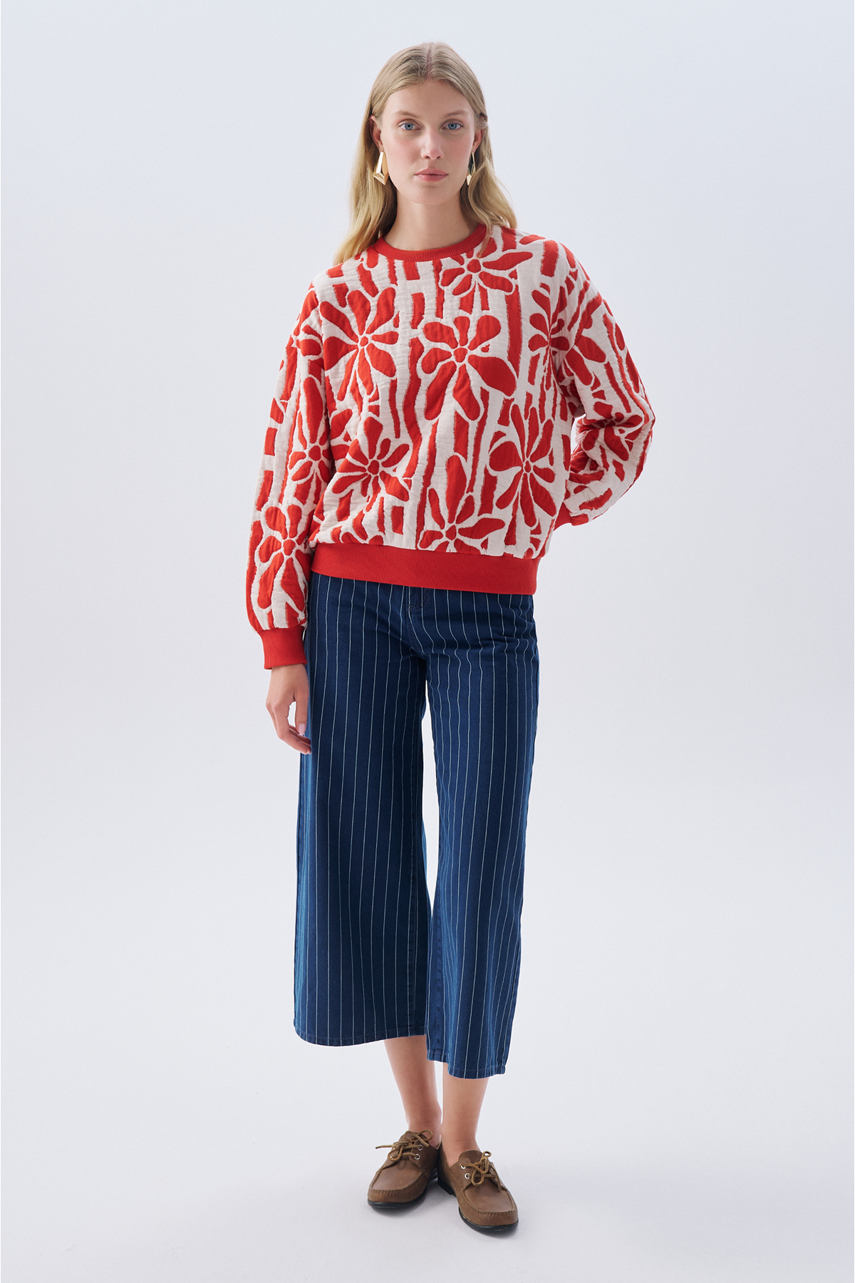 Mudo  DESENLİ OVERSIZE BİSİKLET YAKA SWEATSHIRT - Görsel 4