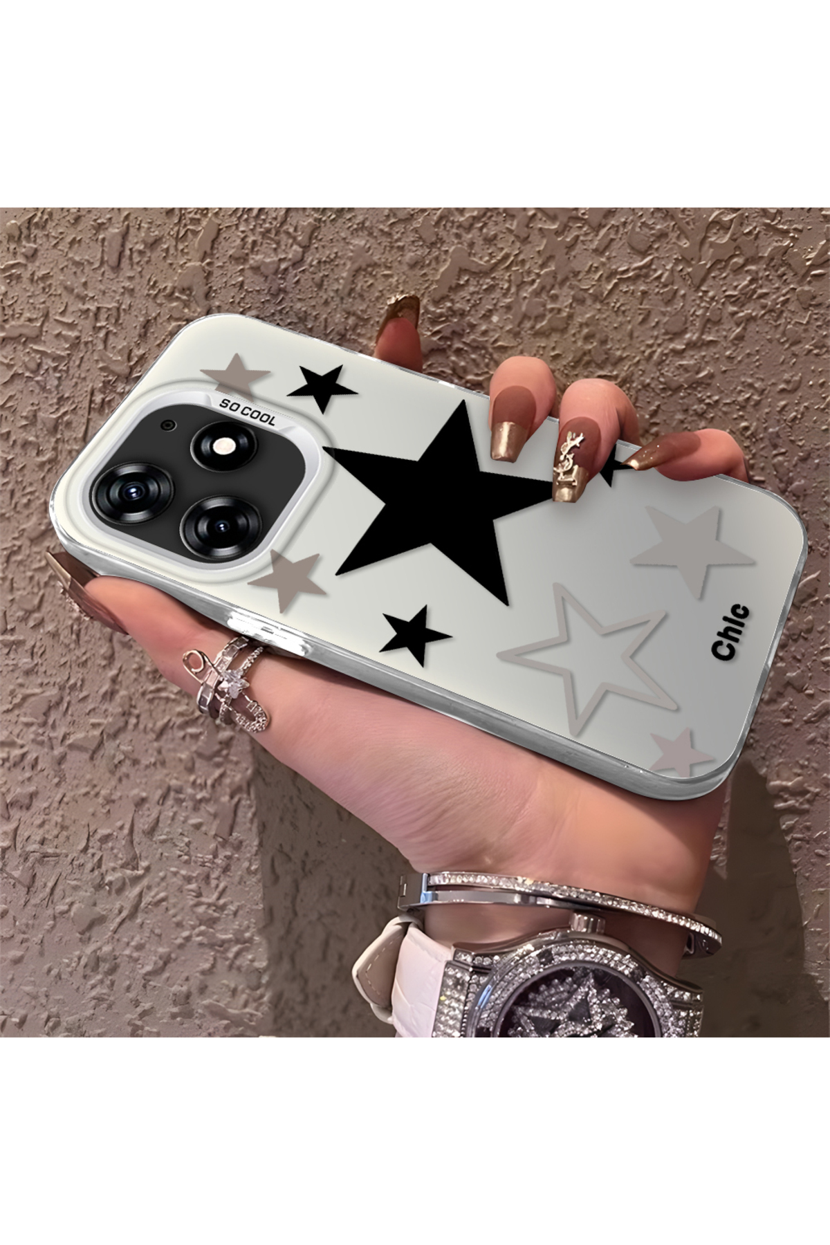 Tecno Spark 10 Pro 4G Compatible Silicone Phone Case Edge Hard Back Anti Fall stars Patterned