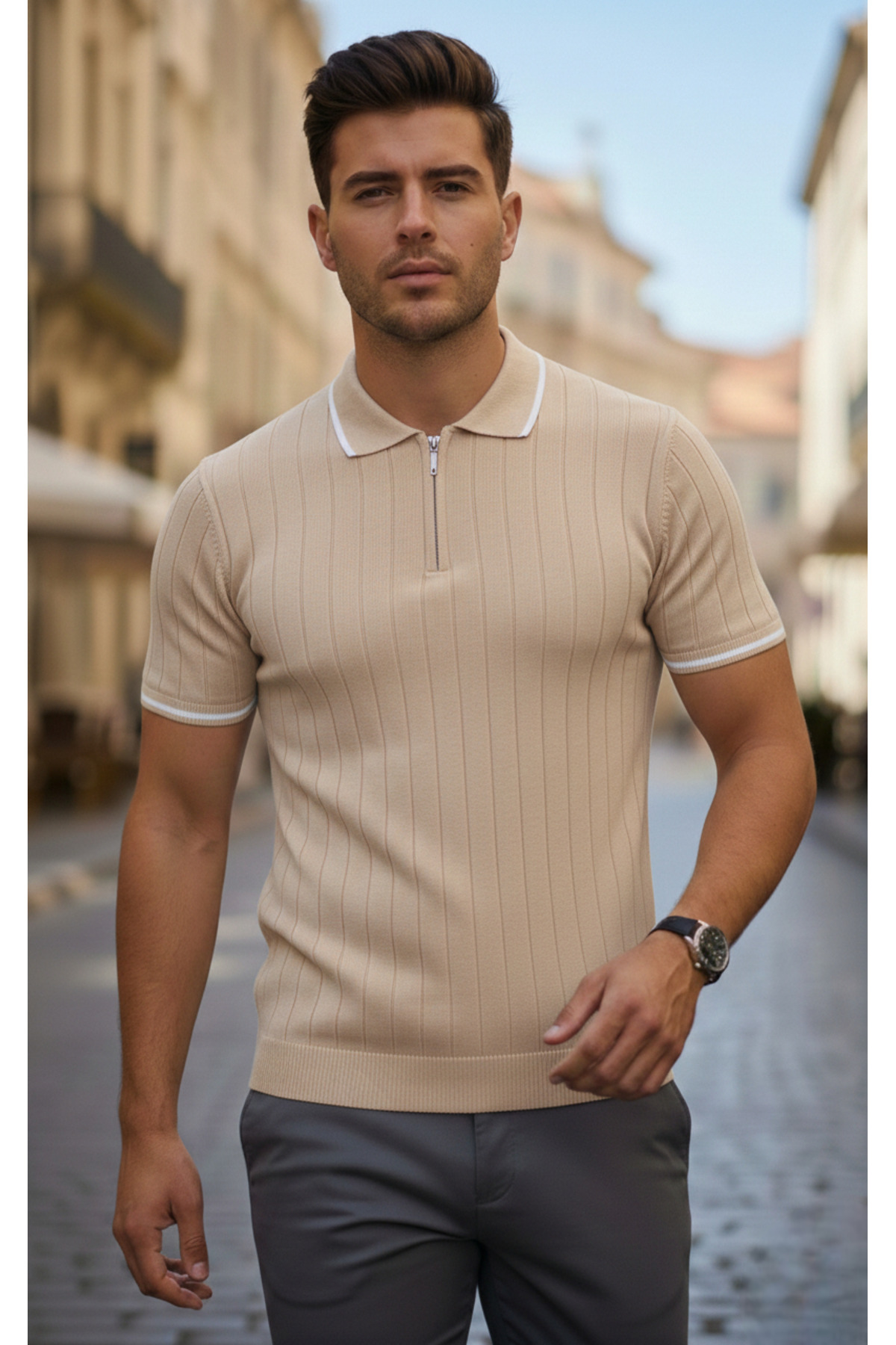 legends butik  Erkek Mevsimlik 6’lı Kombin Set – 3’lü Ottoman Gömlek & 3’lü Pamuklu Polo Yaka Tişört - Görsel 4