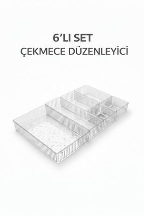 KEA 6'li Dolap İçi Takı Makyaj Organizer - Çekmece İçi Düzenleyici Set Şeffaf