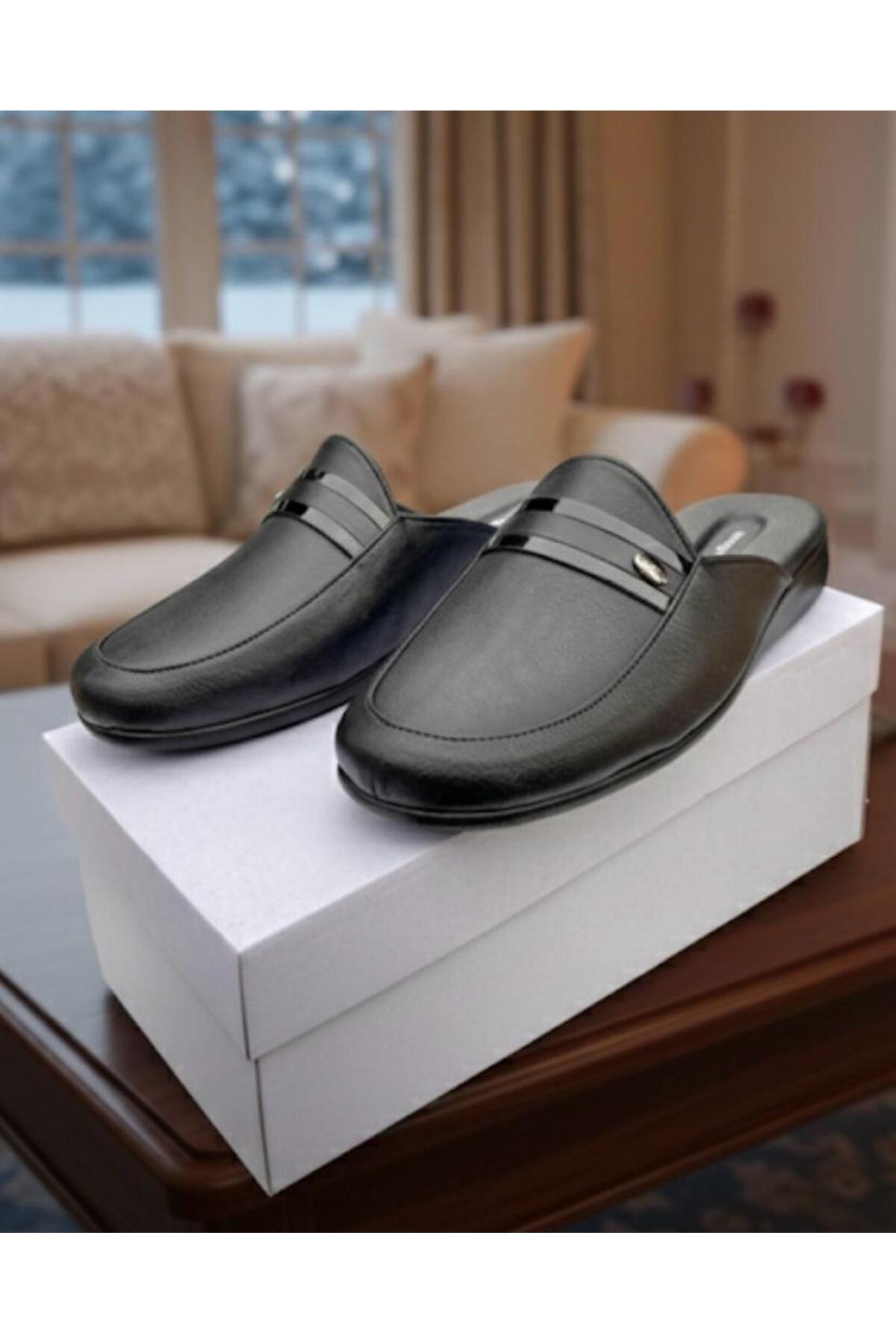 w white stars sports & wear  Armalı Deri Terlik pc-289 ceyizlik ev damat terligi hakiki deri - Görsel 2