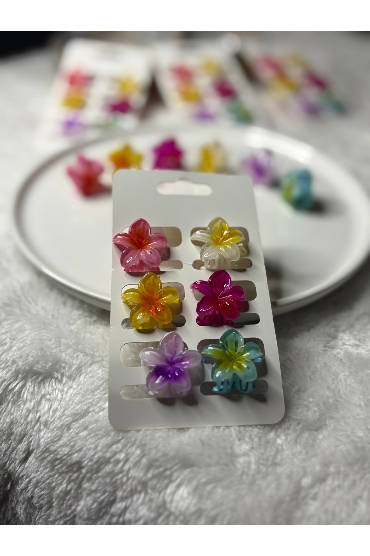 ADAA GIFT 6 Adet Kadın KÜÇÜK BOY Lotus Çiçeği Toka 2 cm görsel 5